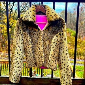 Vintage Dollhouse Y2K Leopard Print Faux Fur Jacket